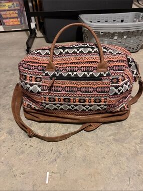 Amazon Tribal Print Canvas Weekender Bag - Pink, Black & Brown